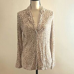Nordstom Leopard Print 2-Piece Pajama Set Long Sleeve Sz S